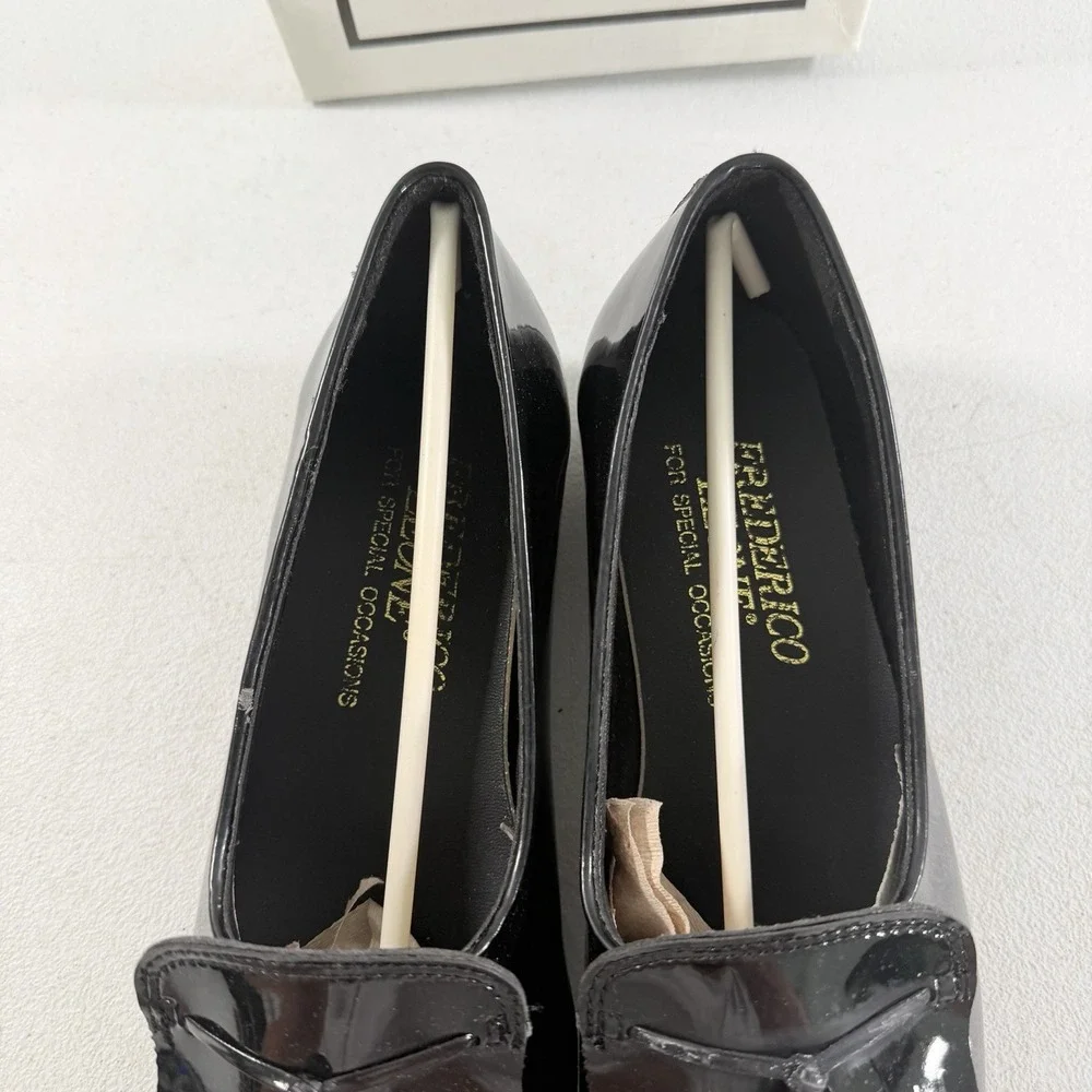 Frederico Leone Black Patent Leather Kiltie Tassel Men's Tuxedo Loafers Size 9 M